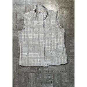Christopher & Banks Women’s Large Brown Tan Plaid Lightweight Full Zip Vest L